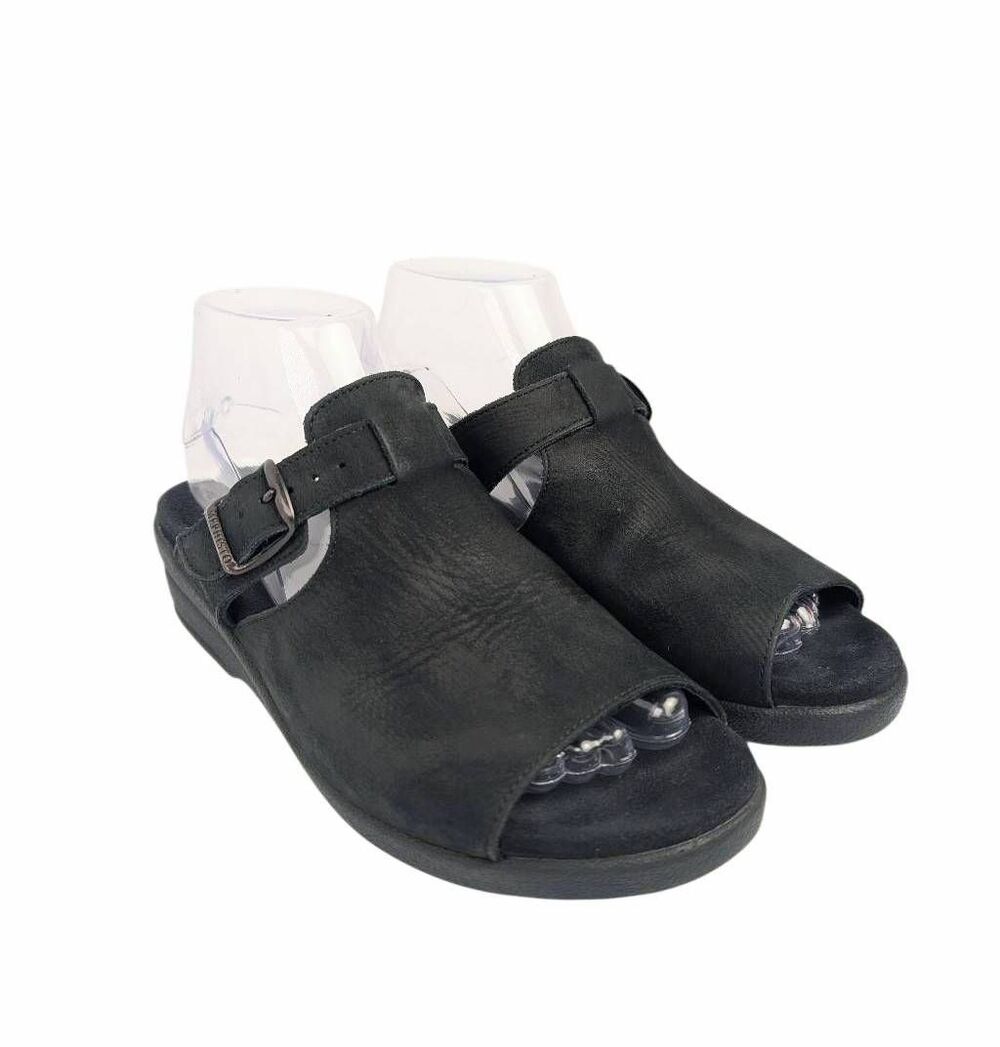 Mephisto Air Relax Black nubuck leather open toe slide sandals womens 38 EU 7.5
